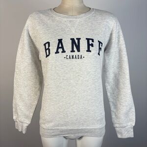 Vintage Style Banff Canada Crewneck Sweatshirt - Heather Gray Souvenir Fleece XS